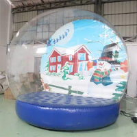 Free Blower Inflatable Bubble Dome Igloo Customized Backdrop Snow Globe Photo Booth Human Size Christmas Snow Globe Advertising