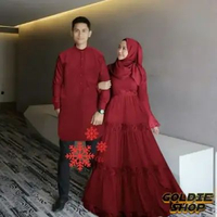 Goldie Shop Gamis Couple 2in1 Ghania / Pakaian Muslim Pasangan / Baju Lebaran Couple / Busana Muslim