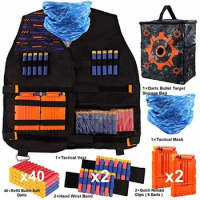 Tactical Vest Kit Kids Tactical Vest Leg Holster Refill Soft Bullets Foam Guns Supply for Nerf N-Strike Elite/Mega/Rival/Series