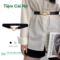 Đai váy mặt xoắn vàng da phối chun co dãn ĐV002- Belt nịt áo sơ mi vest đầm 2.5cm khóa mặt vàng thời