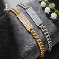 DL Gelang Rantai Wanita Emas perak Titanium Asli Panjang 18CM Model Full Permata Zircon Aksesoris