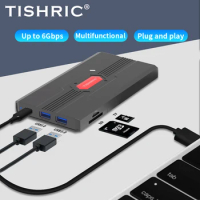 TISHRIC External HD Case 2'5 Hard Disk Case/Enclosure/Housing/Box 4TB Sata To USB 3.1 Type C SSD Case Support SD TF Card Reader