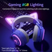 Cat Ear Gaming Headphone LED Light Girl Gamer Wired Headset Stereo Game Cat Earphone PC Earbud with Mic for Tablet PS4 PS5 Fifa