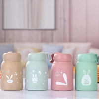 COD BOTOL MINUM KACA MINI KELINCI RABBIT CUTE IMUT 330ML Pink Plastik tempat minum untuk sekolah tan