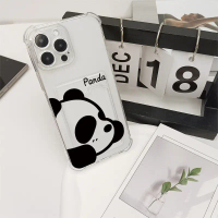 เคสป้องกันเลนส์ความแม่นยำแบบใสคลาสสิก ดีไซน์แพนด้าน่ารัก พร้อมช่องเสียบการ์ด สามารถเก็บกระเป๋าสตางค์