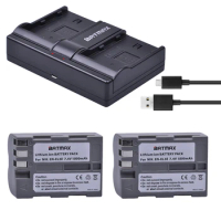 2Pcs 1800mAh EN-EL3E EN-EL3e ENEL3E EN EL3E Batteries&amp;Dual Channel USB Charger for Nikon D50 D70 D80 D90 D100 D200 D300 D700 z1