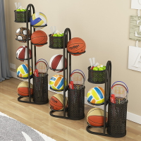 籃球收納架 球類收納架 籃球架 籃球羽毛球收納架家用室內足球整理收納筐兒童球類置物架子奶油風『TS3544』