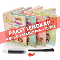 [ISI 4 BUKU + PULPEN + REFILL] Buku Ajaib Bisa Hapus Sendiri, Sank Magic Alphabet Practice Book Set 