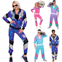 Halloween costume 80s retro disco hip-hop sports jacket and pants set for men and women adult dance costumes