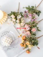 仿真花 假花 人造花 裝飾花玫瑰花珠串小花束單枝假花仿真花擺設花藝花束客廳絹花裝飾擺件花