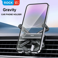 ROCK Gravity Car Phone Holder Mobile Stand GPS Support Mount For iPhone 14 13 Pro for Samsung/Huawei/Xiaomi Redmi POCO F4 Phones