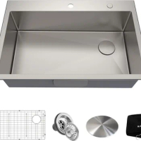 33 X 22 Inch Drop-In Top Mount Standart PRO Single Bowl 2-Hole Stainless Steel Kitchen Sink Set (5 Item Bundle )