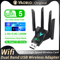 1300Mbps WiFi USB Adapter Dual Band 2.4G/5Ghz Wi-Fi Dongle USB3.0 High-Speed 802.11AC 4-Antennas Wireless Receiver Driver Free