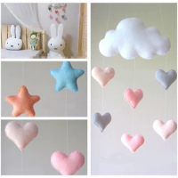 Romantic Infant Baby Soft Plush Bed Hanging Decors Cloud Heart Star Baby Nursery Mobile Crib Cot Pram Bed Stroller Hanging Decor