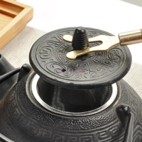 100pcs Ebony Handle Copper Iron Pot Fork Insulation Heat Tea Clips Cast Iron Head Coffee Tea Pots Iron Pot Accessories
