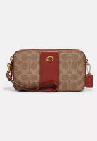 Coach Coach Kira Crossbody In Colorblock Signature Canvas Tan Rust