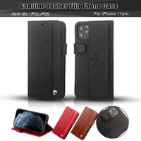 Pierre Cardin Classic Genuine Leather Flip over Card For Apple iPhone 11 Pro Phone Case Cover 5.8 inch Full package Anti fall