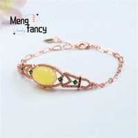 Natural Honey Wax Full of Chicken Oil Yellow Amber Egg Face Hollow Chain Bracelet Best Selling Personalized Fashion Fine Jewelry