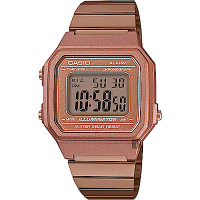 CASIO卡西歐 復古文青大數字電子錶 母親節送禮推薦-玫瑰金 B650WC-5ADF / 考試錶