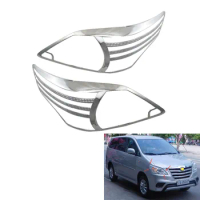 Chrome Headlight Cover Trim For Toyota INNOVA 2012 Head Lamps Shell Frame Decoration Car Accessories