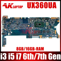 UX360UA Mainboard For ASUS ZenBook Flip UX360UAK UX360U UX360 TP360UA Laptop Motherboard CPU I3 I5 I7 6th 7th Gen 8GB 16GB RAM