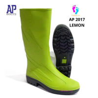 Ap Boots 2017 Hijau Lemon - Sepatu Boot Kerja Karet Hijau Lemon Tinggi Boots Aman - Ap Boots