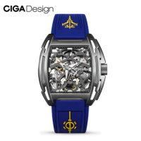 CIGA Design Mechanical Titanium Watch Men Z Series Automatic Movement Luminous Skeleton Wristwatches Silicone Strap Timepiece