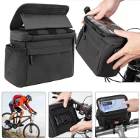Bicycle Handlebar Bag Quick Release Frame Tube Bag with Foldable TPU Phone Holder for Mountain Bikes Road Bikes E-Bikes Scooters