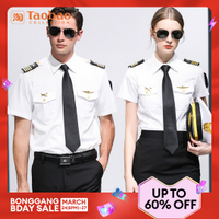 lkMens and Womens Same Shirt Aviation Uniform Pilot Stewardess Uniform Pilot Air Crew Short Sleeve S