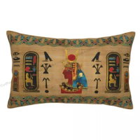 Hathor Egyptian Ornament On Papyrus Printed Pillow Case Backpack Coussin Covers Reusable Home Decor Pillowcase