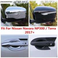Door Handle / Rearview Mirror Cap Shell Cover Trim For Nissan Navara NP300 / Terra 2017 - 2021 Chrome / Carbon Fiber Accessories