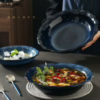 日式陶瓷大湯碗超大12英寸湯盤寬口碗麻辣燙水煮魚大碗家用和面碗