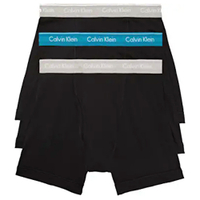 Calvin Klein 男彈力四角內褲3件裝(黑/多色腰帶)