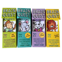 4PCS/Set Brain Quest English intellectual Develop Card Books Questions and Answers Smart Start Child Kids Age 2-6