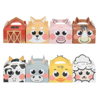 2PCS Farmland Animal Candy Boxes Carton Cow Pig Biscuit Packaging Box Kids Farm Animal Themed Birthday Party Supply DIY Gifts