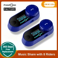 Freedconn Bluetooth Motorcycle Intercom Helmet Headset Music Share Motor Earphone 8 Rider Communicator Intercoms for Motorcycles