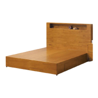 【綠活居】巧菲斯 現代風5尺實木雙人四抽床台組合(床頭片＋四抽屜床底)