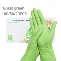 100/50/20PCS Light Green Nitrile Gloves for Kitchen Household Clean Tool Garden Makeup Disposable Gloves Waterproof Work Gloves