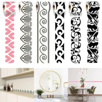 240cm Baseboard Waist Line Floor Tile Kitchen Room Skirting Line PVC Self-adhesive Wall Border Stickers Bathroom