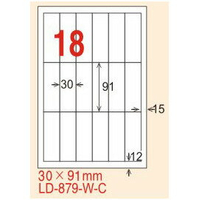 【龍德】LD-879(直角) 雷射、影印專用標籤-紅銅板 30x91mm 20大張/包