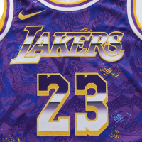 Nike 球衣 LeBron James 籃球 NBA 男款 洛杉磯 湖人 23號 透氣 街頭穿搭 紫 黃 DA6951-504