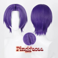 【Manmei】BLUE LOCK Reo Mikage Cosplay Wig 30cm Short and Updos Purple Heat Resistant Wigs Cosplay Hai