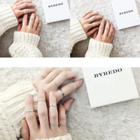 【YY Barang akan dikirim dalam 24 jam】set cincin sepuluh potong kepribadian sederhana cincin indah se