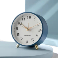 Nordic Luxury Alarm Clock Mute Children's Student Desk Table Clock Bedroom Study Room Simple Frosted Metal Clock