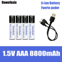High capacity 1.5V AAA8800 mWh USB rechargeable li-ion battery for remote control mouse small fan Electric toy battery + Cable