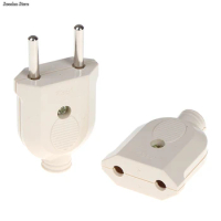 2 Pin EU Plug Male Female electronic Connector Socket Wiring Power Extension Wholesale