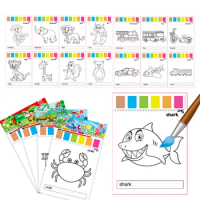 8Page/set Coloring Books For Kids Watercolor Paper Comes With Paint Portable Children Gouache Art Painting Supplies Artist Tools