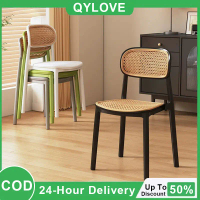 QYLOVE Nordic Rattan Chair PP Chair Plastic Chair Back Chair Restaurant Dining Chair Cafe Chair Livi