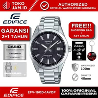 Jam Tangan Pria Casio Edifice EFV-160D-1AVDF Original Analog Stainless Steel Black Dial Mineral Glas
