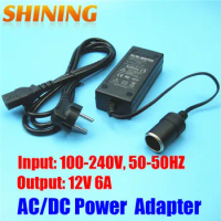 Free Shipping AC100-240V to DC 12V 6A 72W Power Adapter Power With Car Lighter Socket For Car Washer And Other 12V Devices